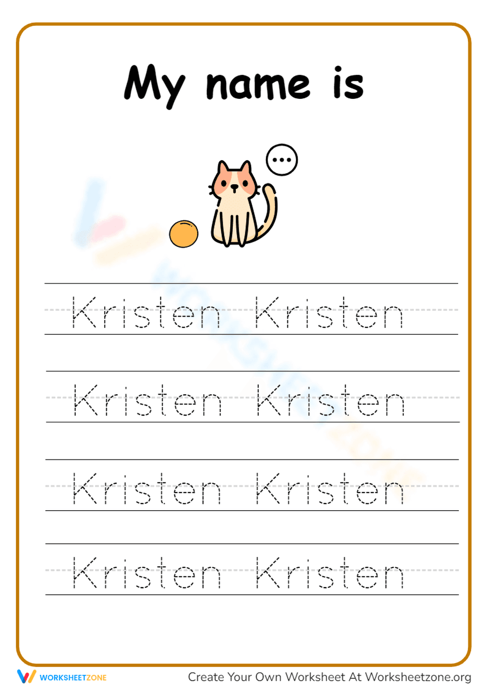 Name Tracing Worksheet - Kristen - Page 1