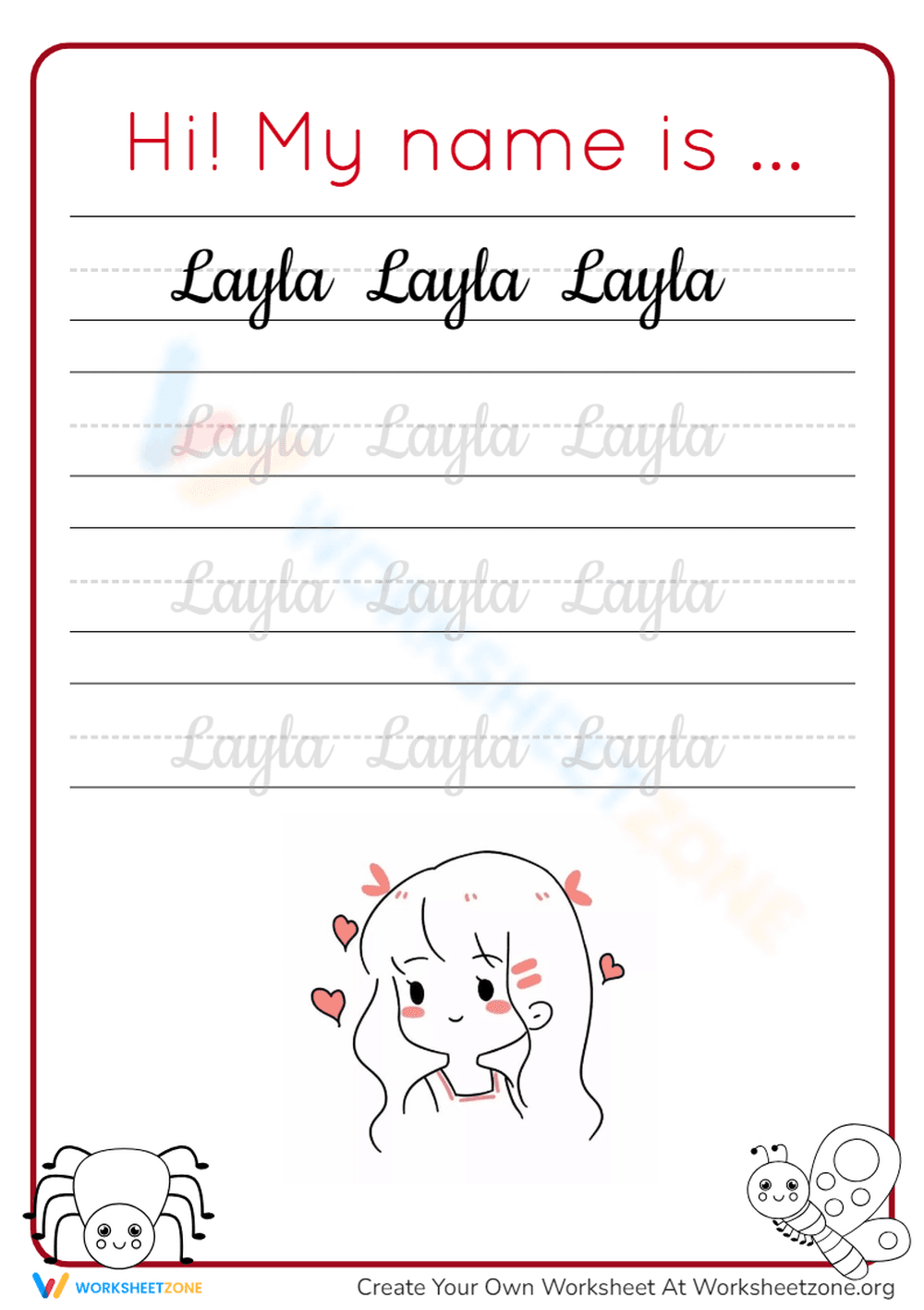 Name Tracing Worksheet for Kids - Page 1