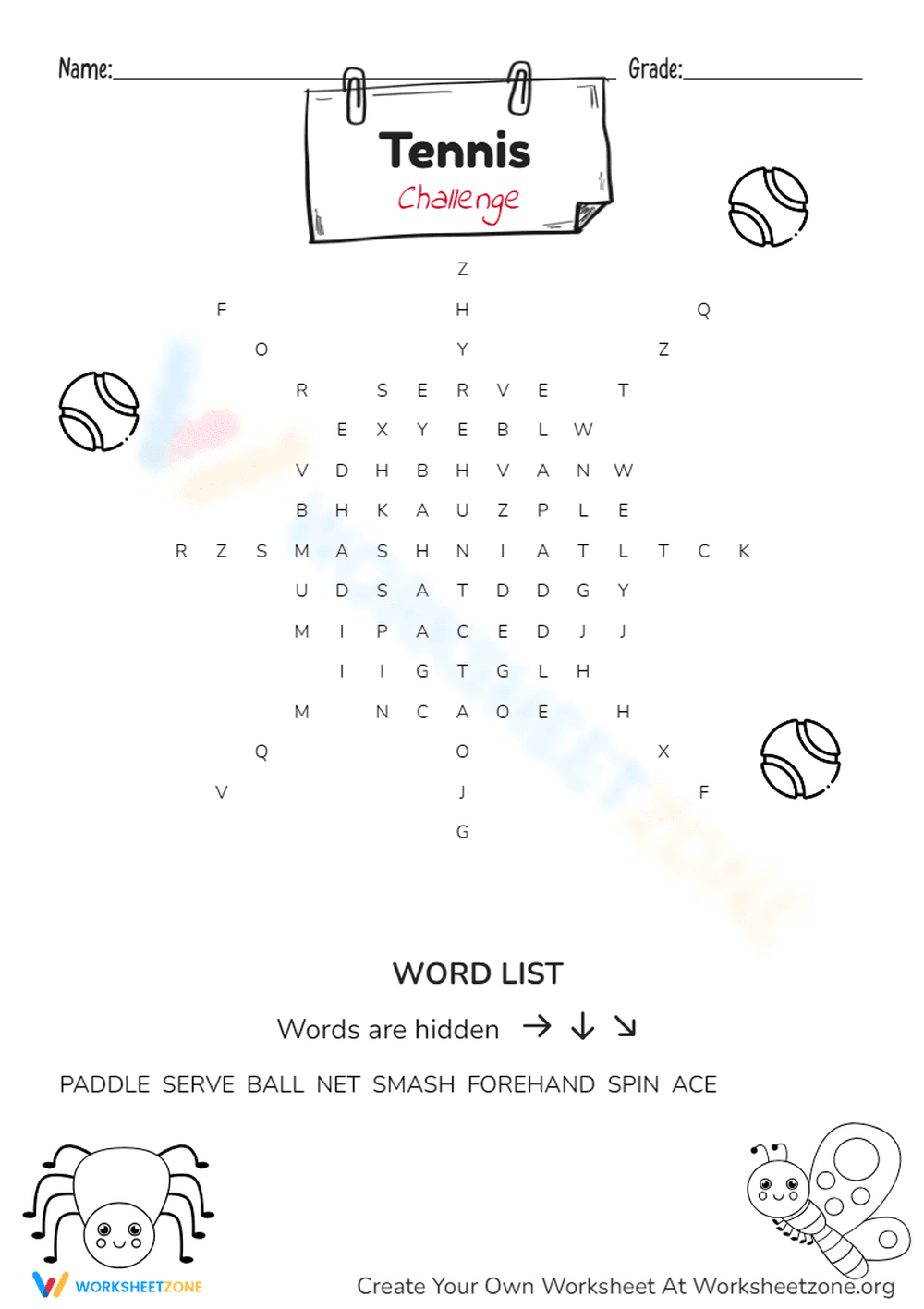 Table Tennis Challenge Worksheet - Page 1