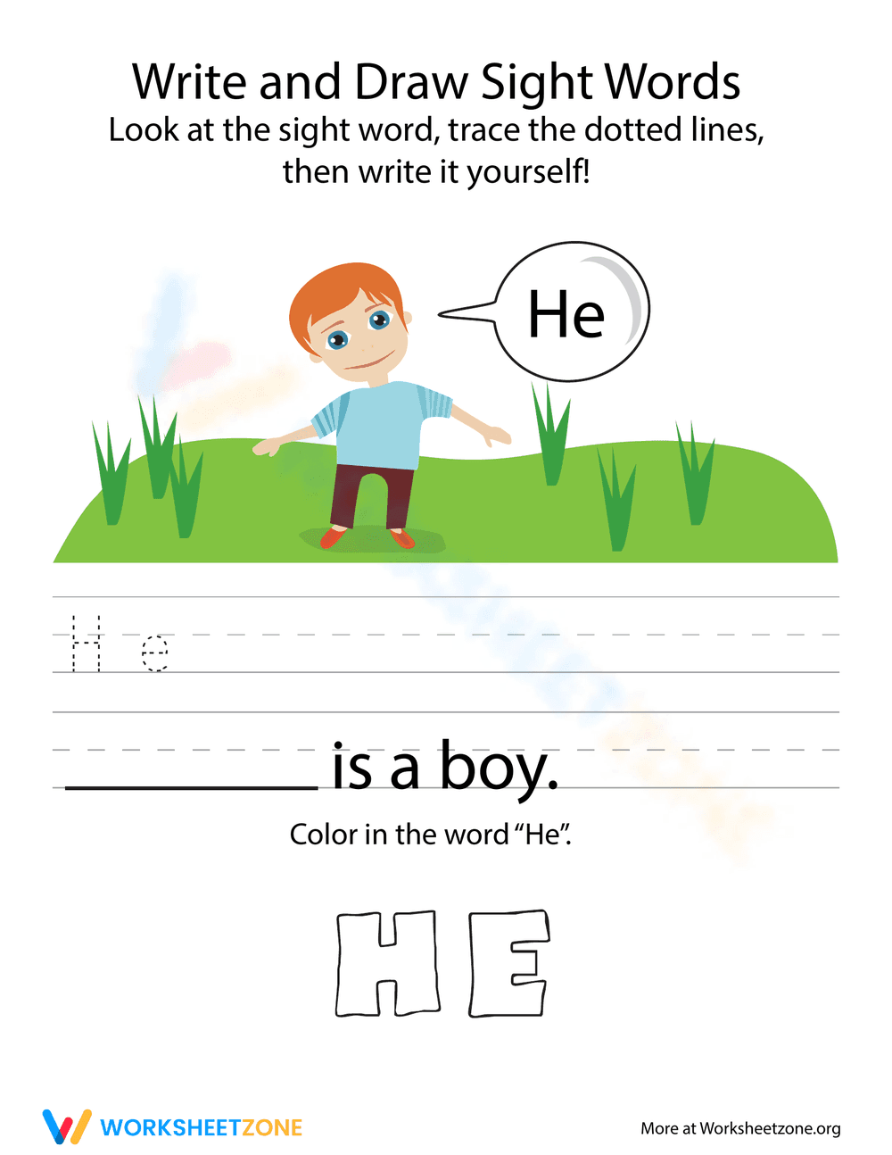 Sight Words: He - Page 1