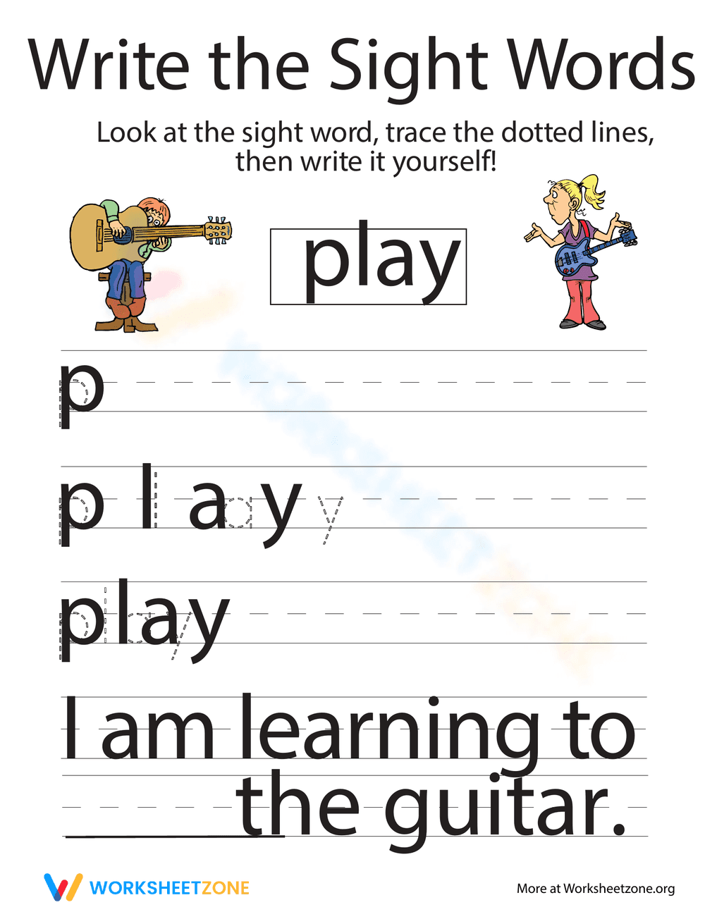Write the Sight Words: "Play" - Page 1