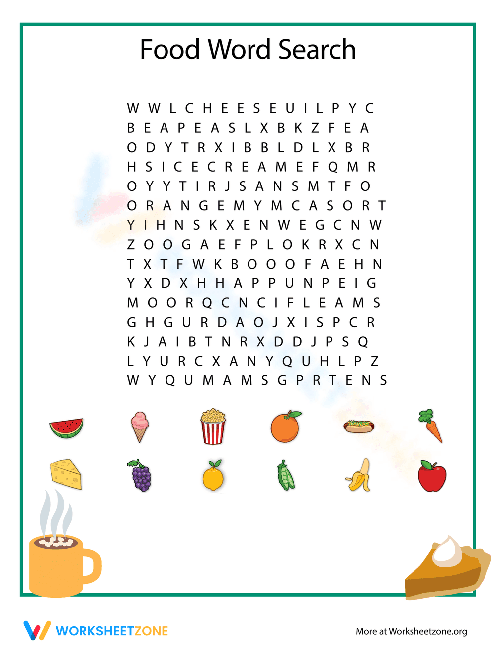 Picture Word Search with Food - Page 1