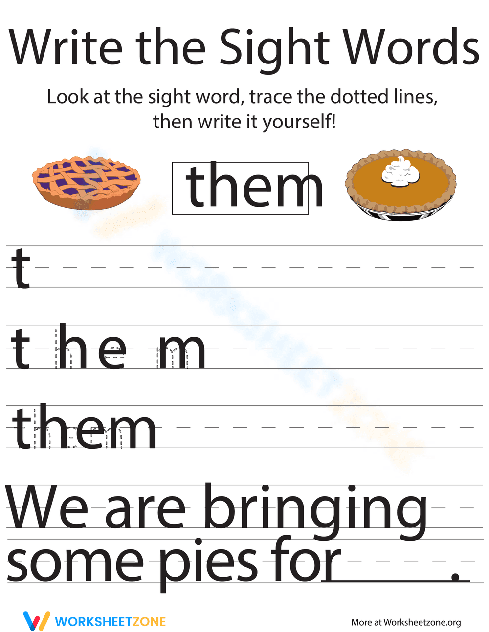 Learning 'Them' with Sight Words Worksheet - Page 1