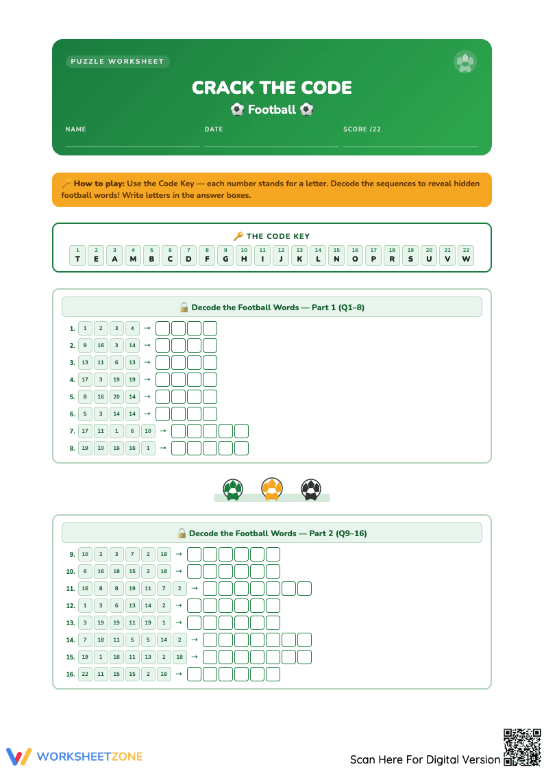 Crack The Code Football - Page 1