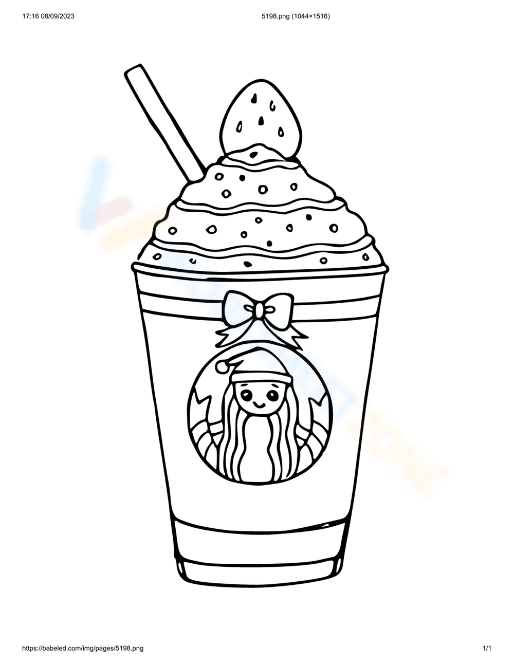 Strawberry Starbucks Cup: A Delightful Coloring Page - Page 1