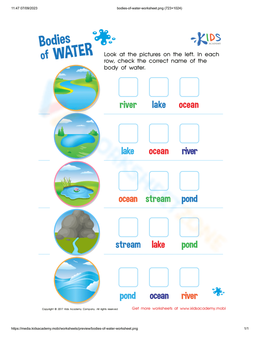 Exploring Bodies of Water: A Geography Lesson - Page 1