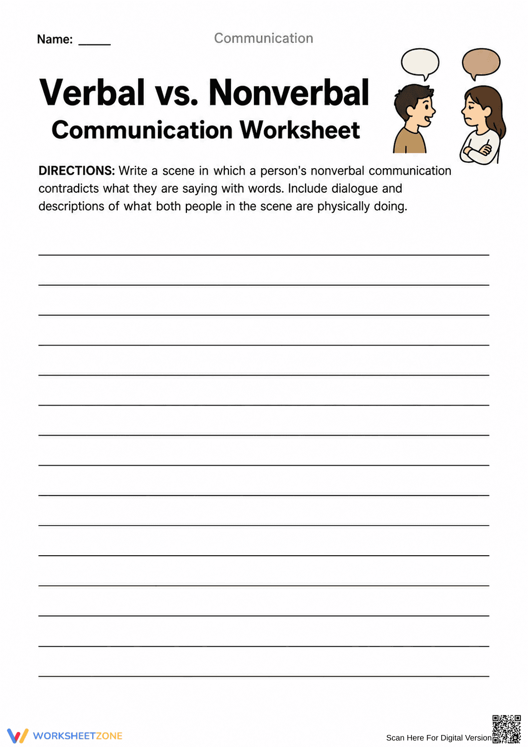 Essential Verbal vs Nonverbal Communication Worksheet - Page 1
