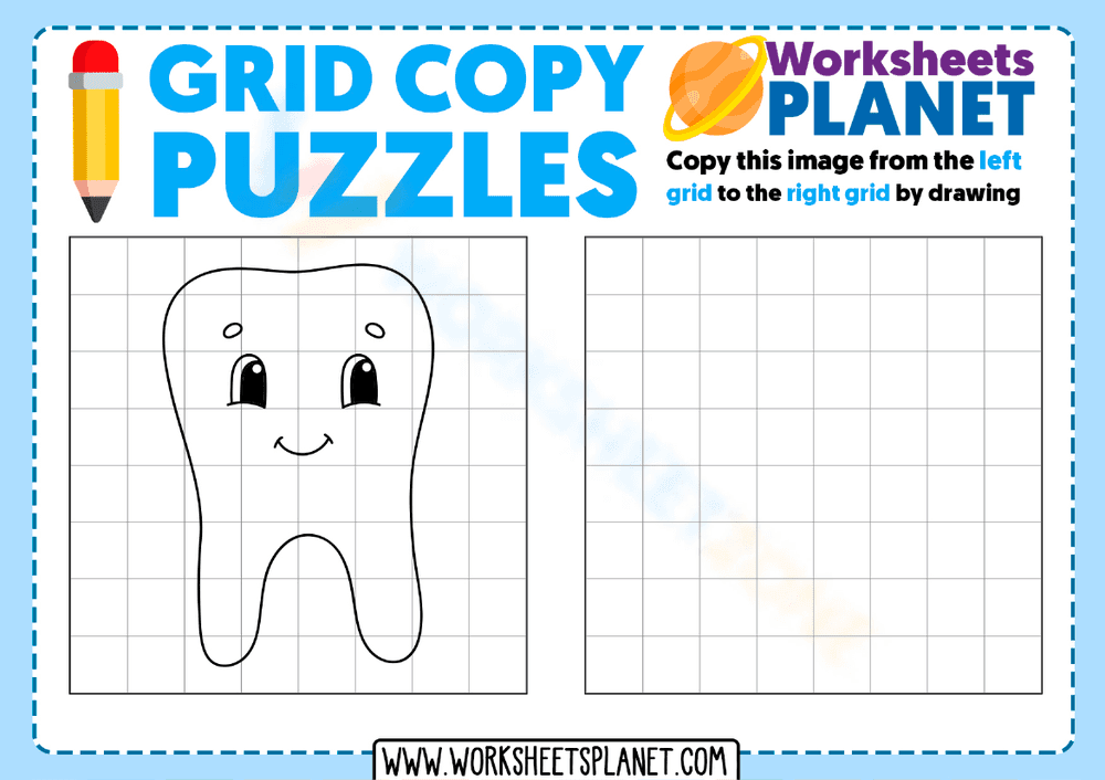 Grid Copy Puzzle: Teeth - Page 1