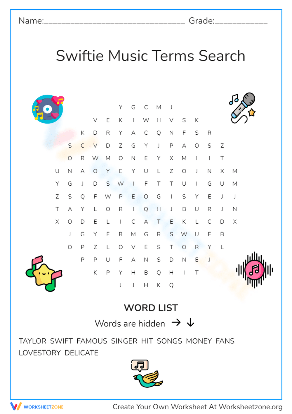 Printable Swiftie Word Search | Grade 3 English - Page 1