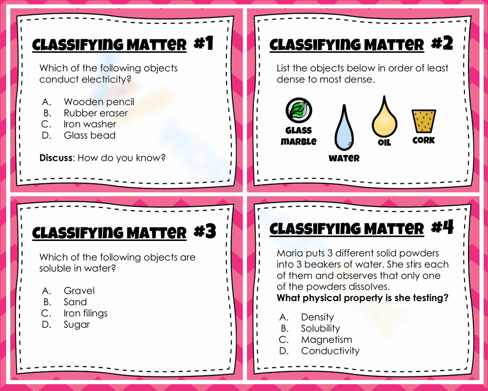Task Cards for Classifying Matter in Science - Page 1