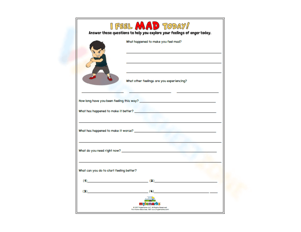 Exploring Emotions: I Feel Mad Today Worksheet - Page 1
