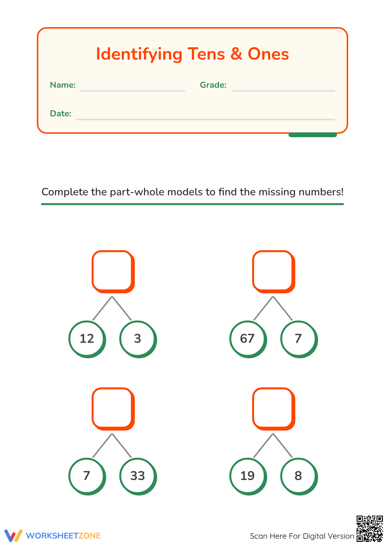 Essential Tens and Ones Worksheet | Grade 1-2 Aligned - Page 1