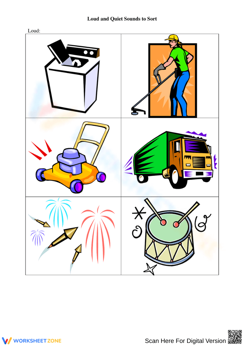 Printable Loud and Quiet Sounds Worksheet | Grade 1 Science - Page 1