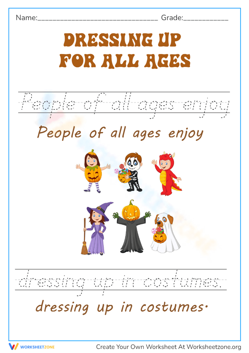 Printable Handwriting Practice | Grade 1 Halloween - Page 1