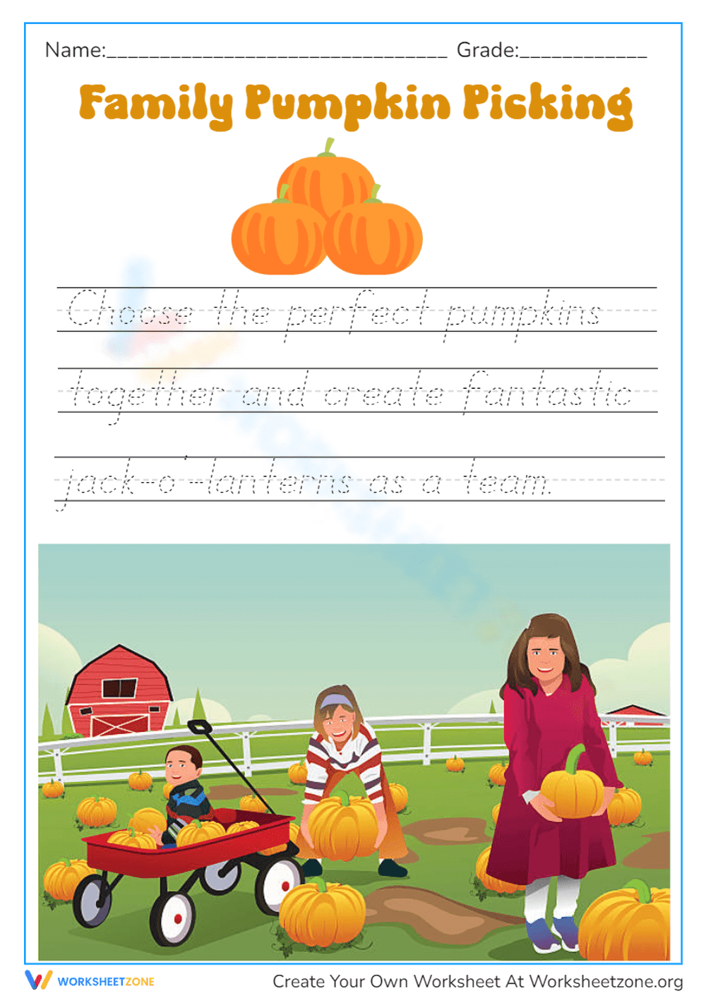 Grade 1 Handwriting Practice — Printable No-Prep Worksheet - Page 1