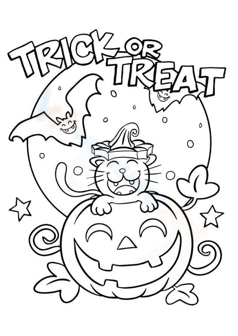 Cat & Pumpkin Coloring Page | Grade 2-3 Printable - Page 1