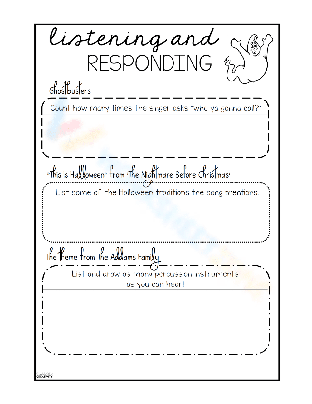 Halloween Listening and Responding Activity - Page 1