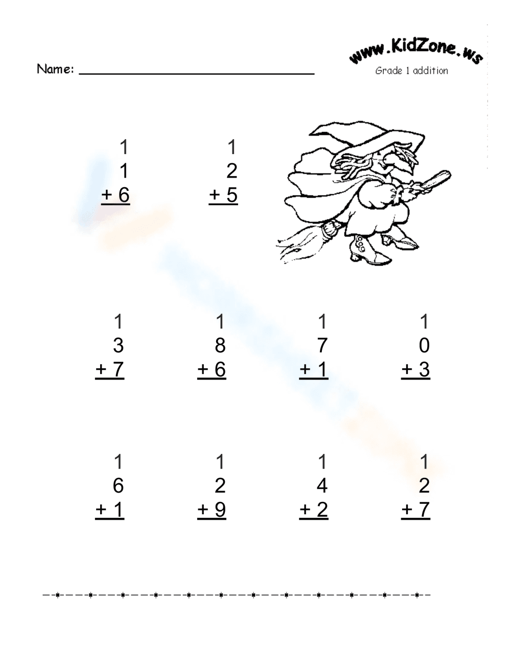 Grade 1 Halloween Addition Worksheet - Page 1
