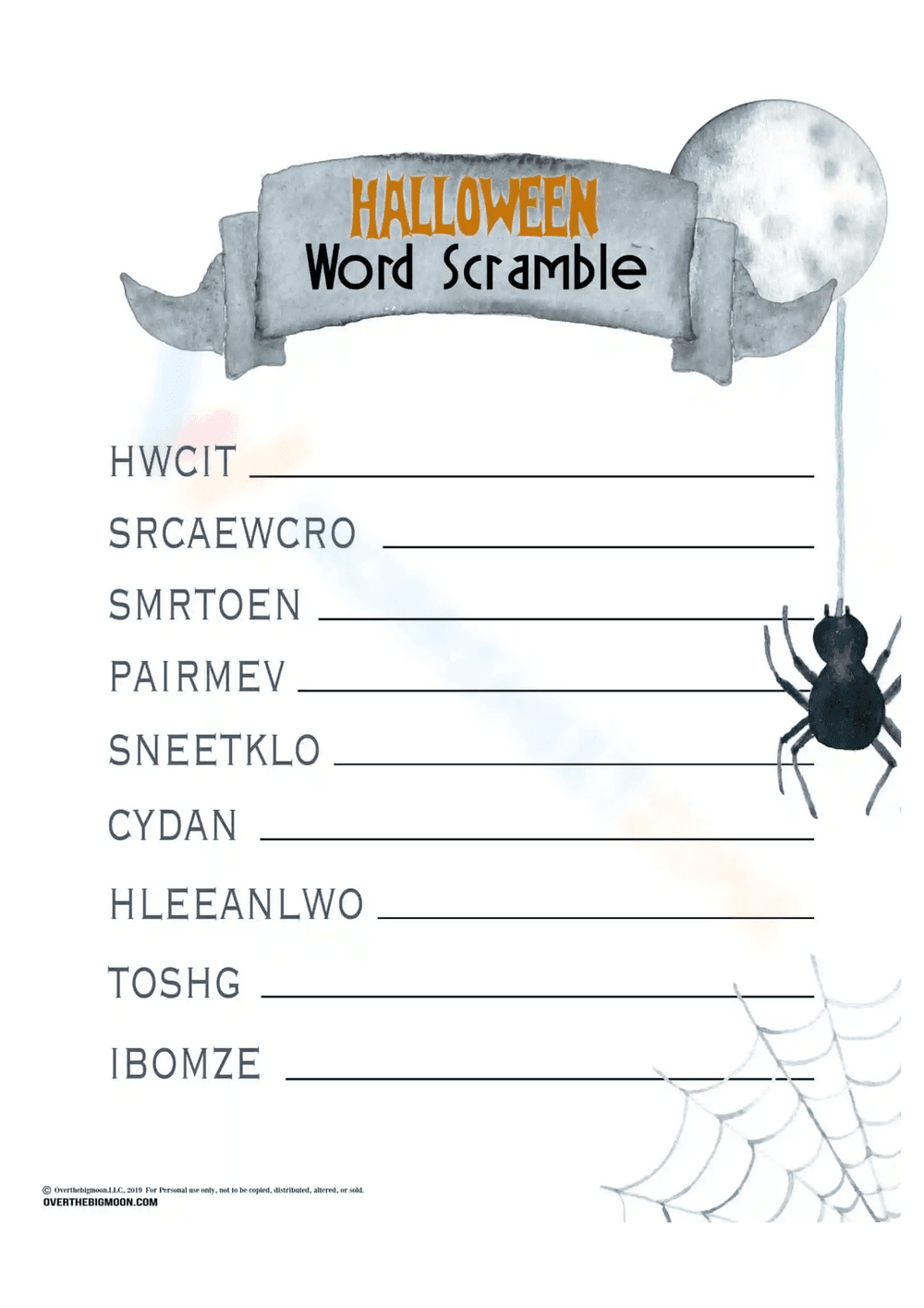Halloween Word Scramble Worksheet for Fun Vocabulary - Page 1