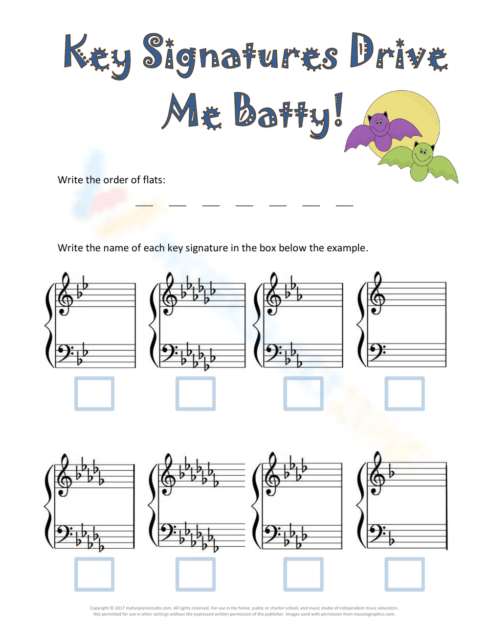 Halloween Music Theory: Flat Key Signatures - Page 1