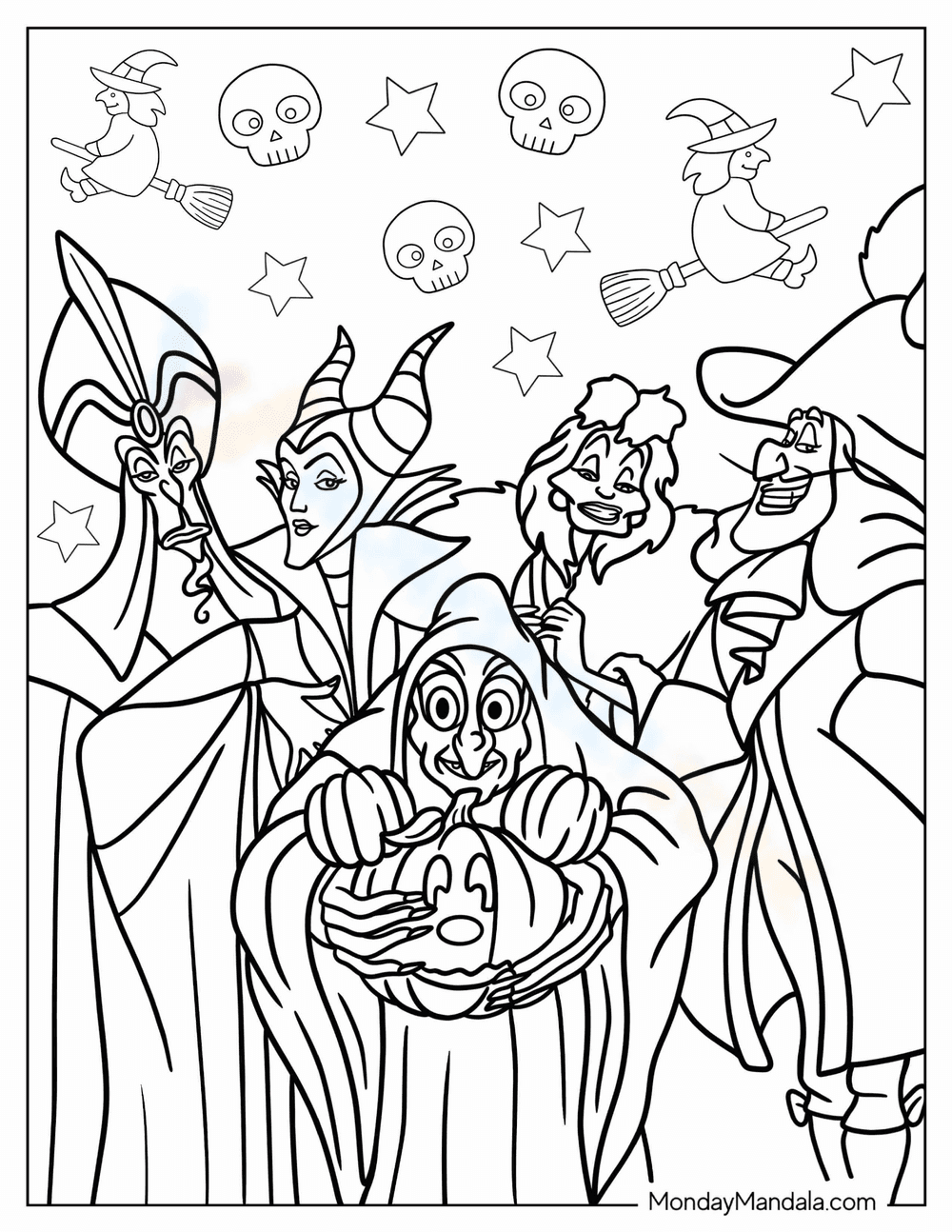 Cruel Characters Halloween Coloring Page - Page 1