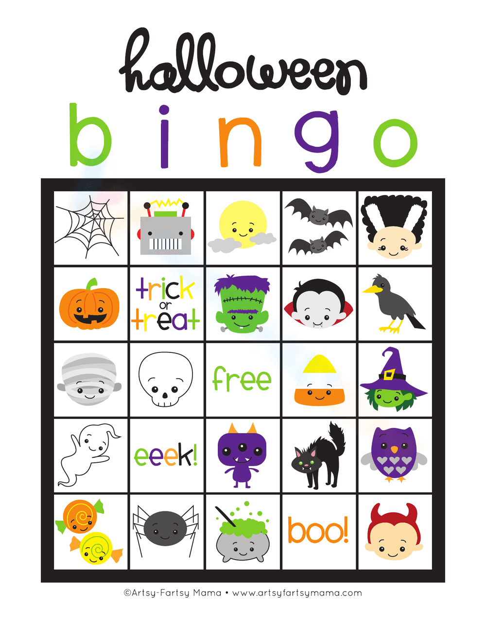 Festive Halloween Bingo Card - Page 1