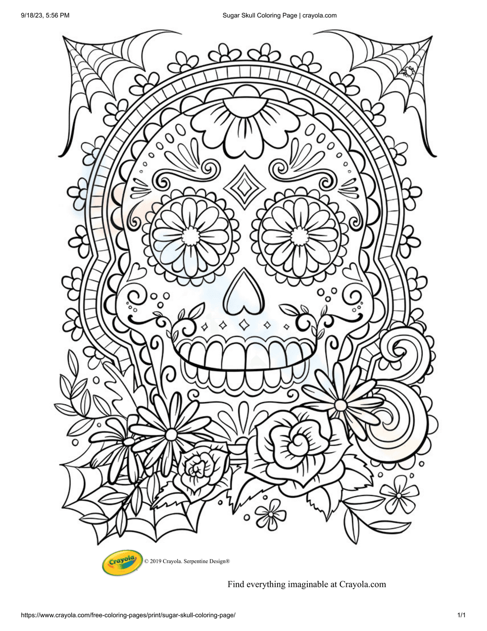 Sugar Skull Coloring Page - Page 1