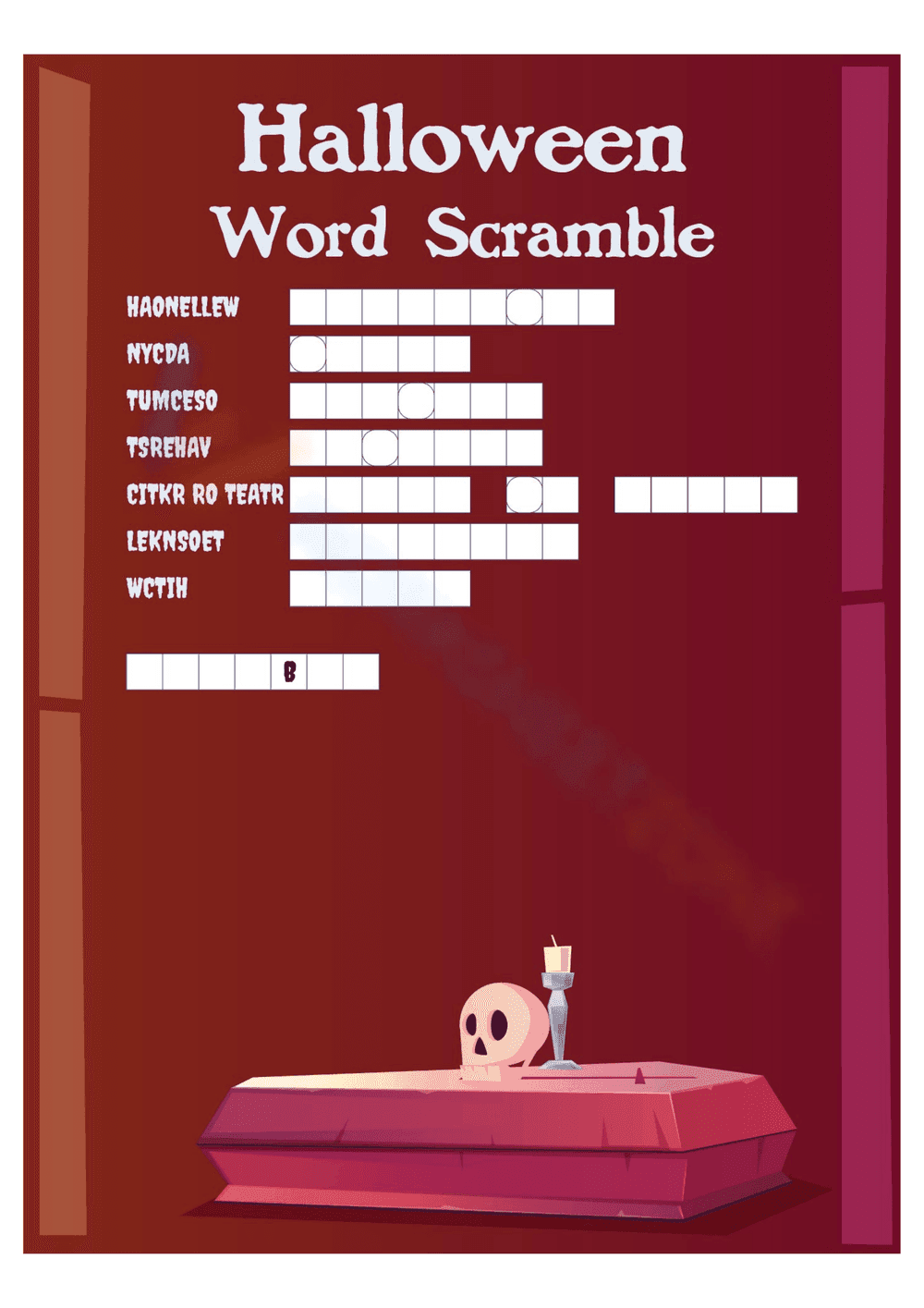 Solve Halloween Word Scramble - Page 1