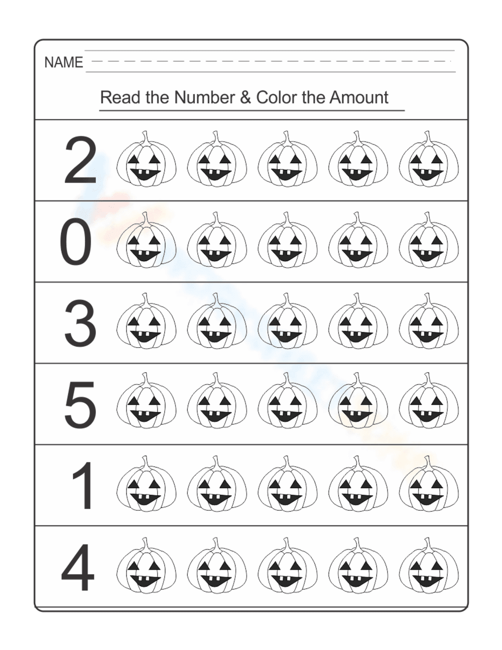Halloween Counting Coloring Page - Page 1
