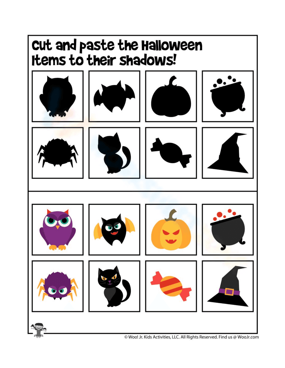 Halloween Shadow Matching | Printable Kindergarten Worksheet - Page 1