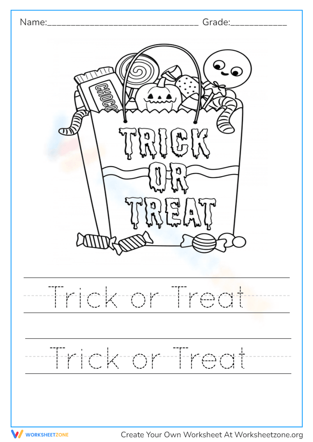Halloween Handwriting Worksheet | Grade 1 Printable - Page 1