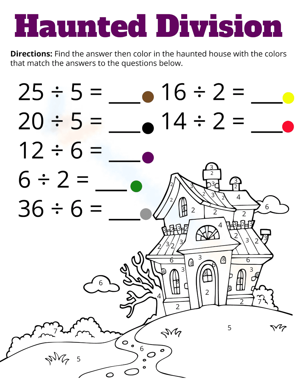 Halloween Division Worksheet for Math Practice - Page 1
