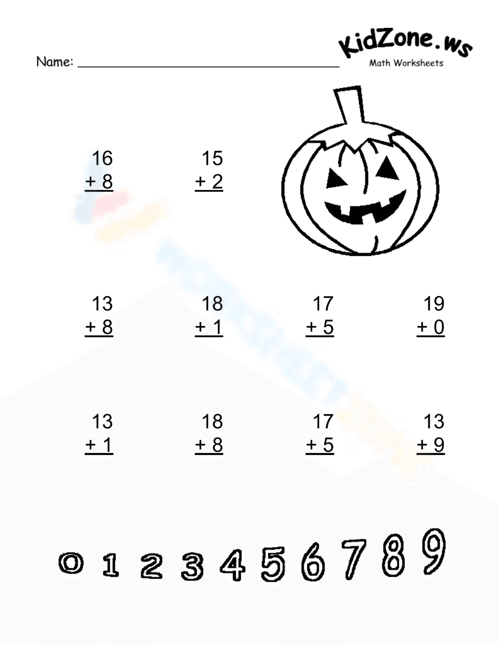 Pumpkin Addition and Coloring Fun - Page 1