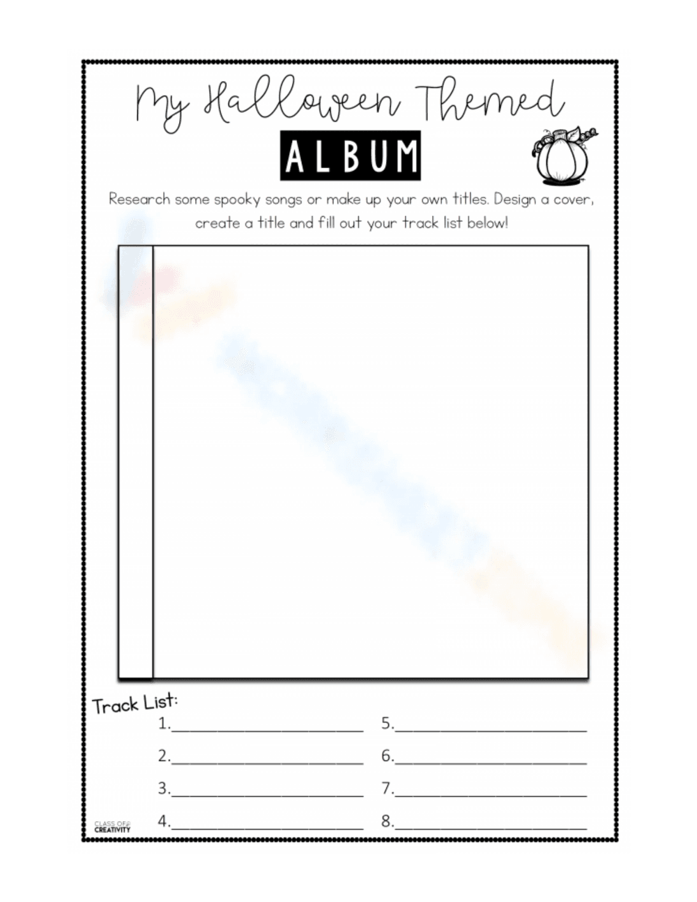 My Halloween Album Worksheet for Memories - Page 1