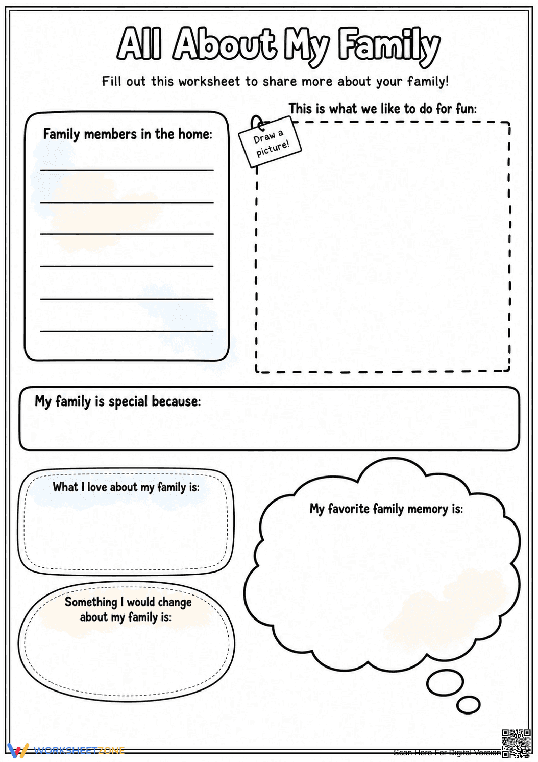 Grade 1-3 Family Roles — Printable No-Prep Worksheet - Page 1