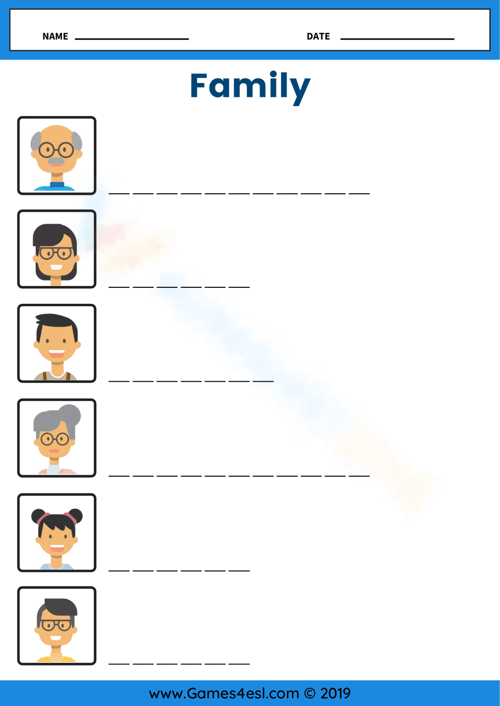 Family Spelling Worksheet | Grade K-1 Printable - Page 1