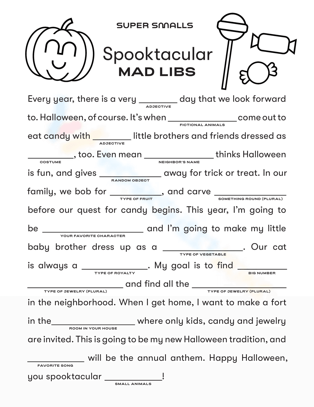 Halloween Mad Libs | Printable Grade 3 Grammar - Page 1