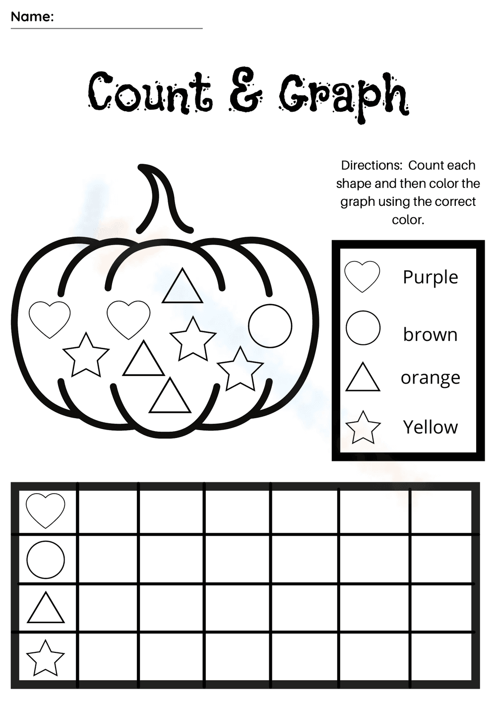 Halloween Count and Graph Pumpkin Worksheet - Page 1
