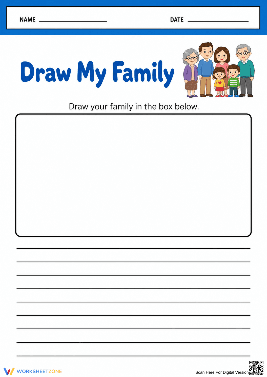 Draw My Family: Creative Worksheet - Page 1