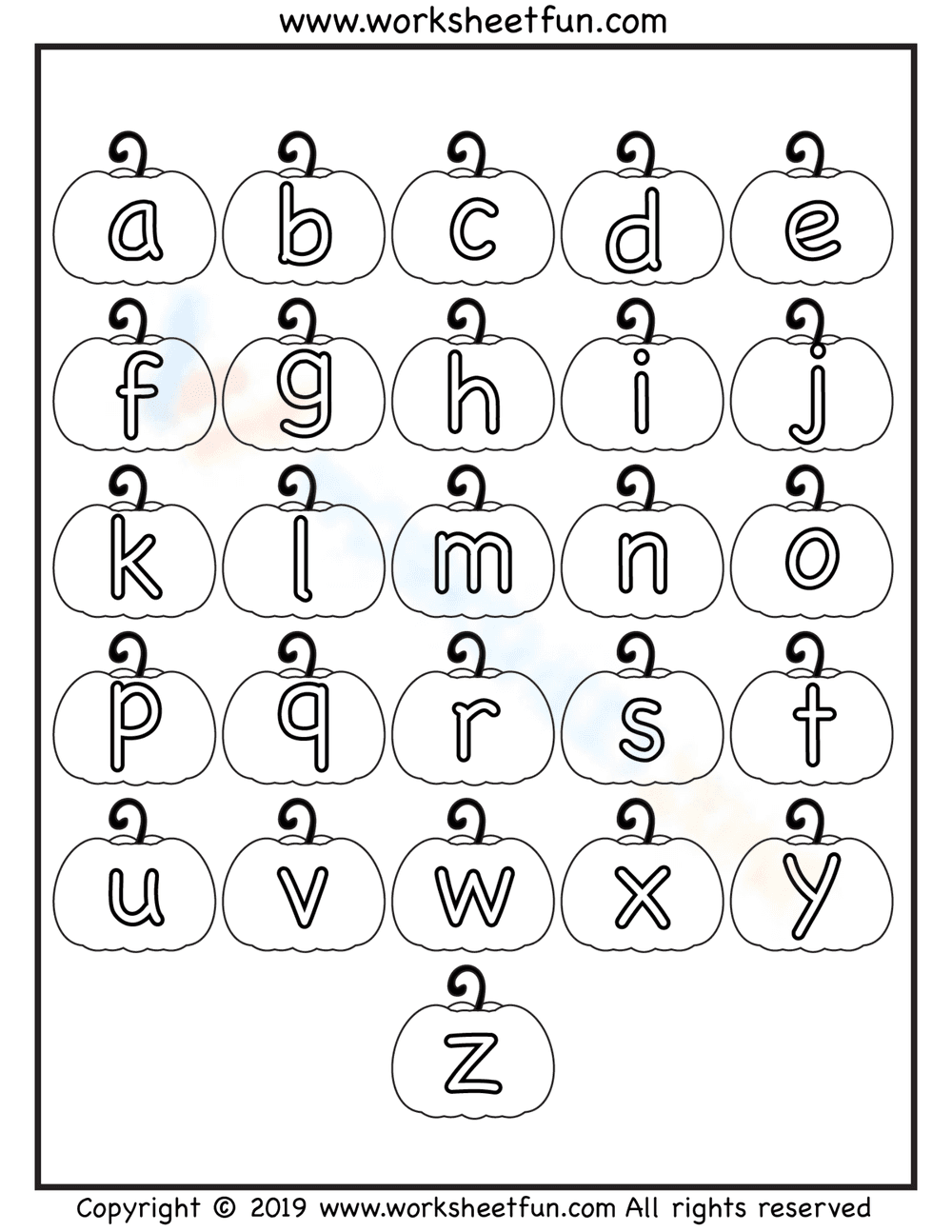 Lowercase Letters Coloring Worksheet - Page 1
