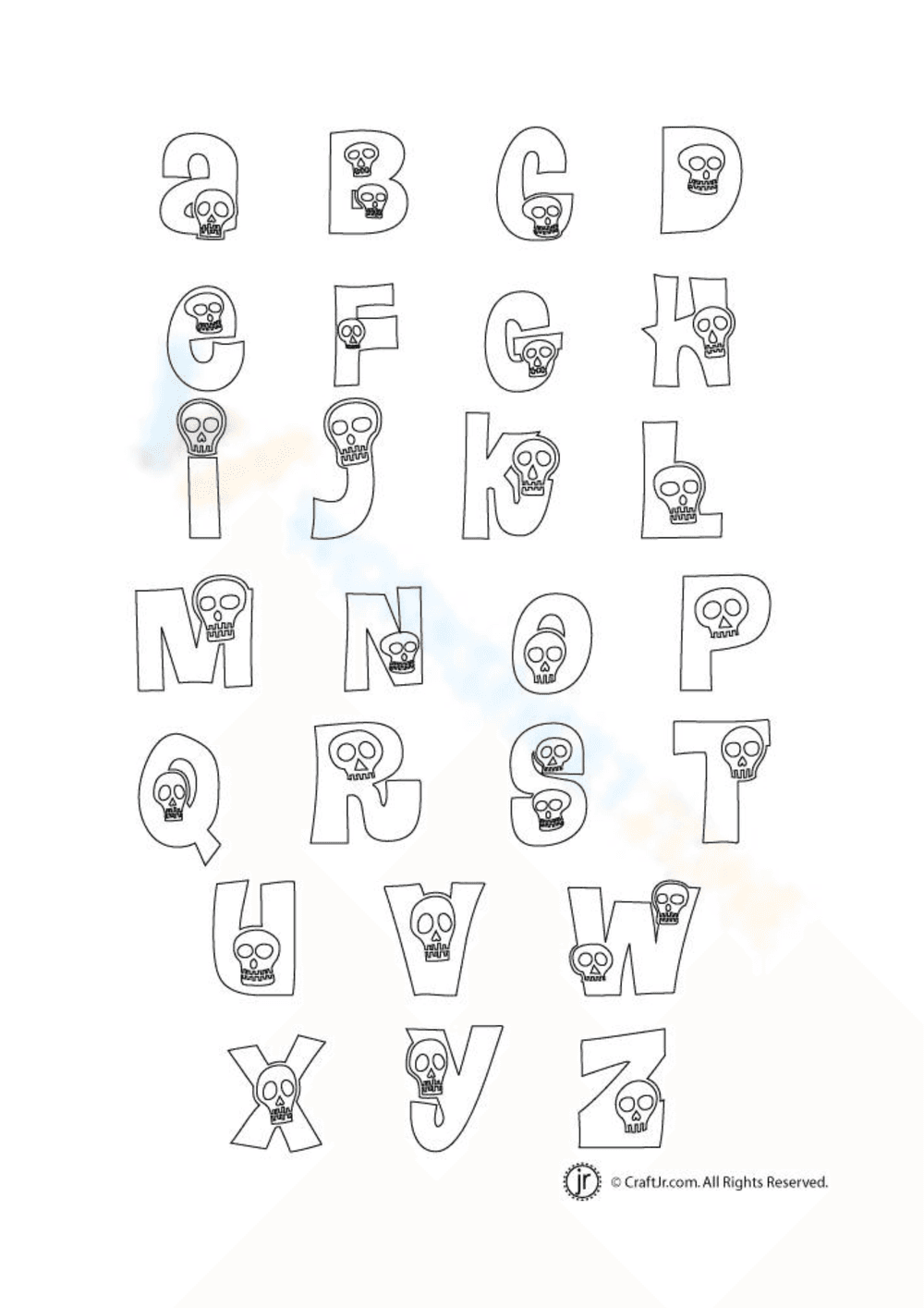 Skeleton Bubble Letters Worksheet - Page 1