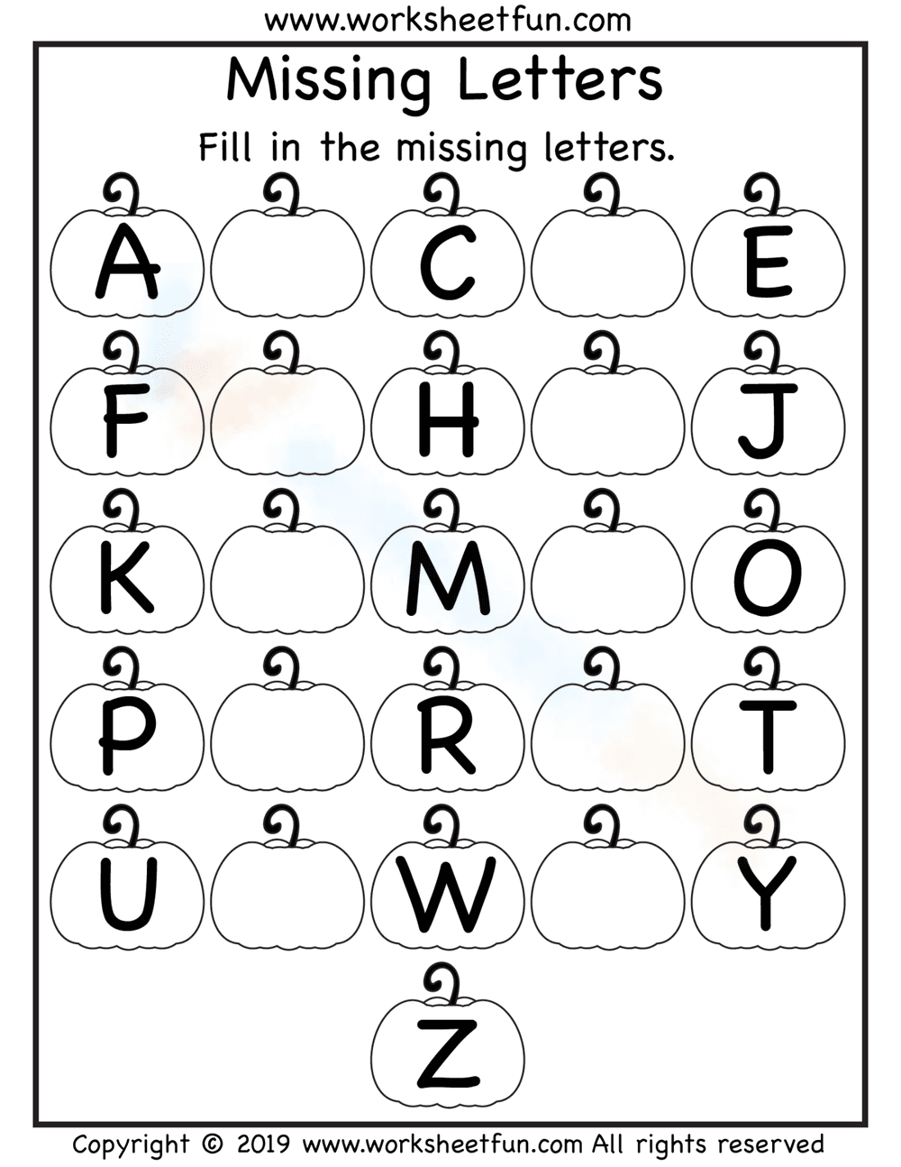 Uppercase Missing Letters Worksheet - Page 1