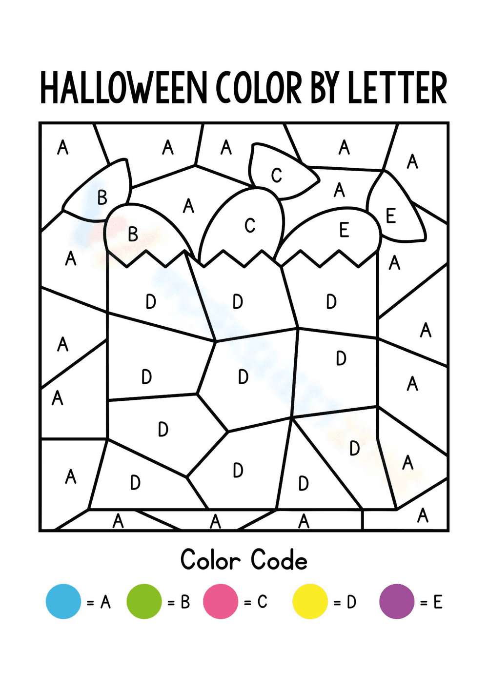 Halloween Coloring by Letter Worksheet - Page 1