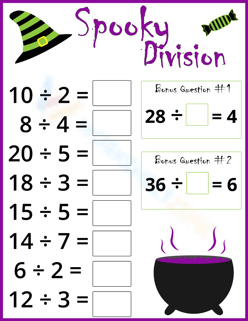 Spooky Halloween Division Worksheet - Page 1