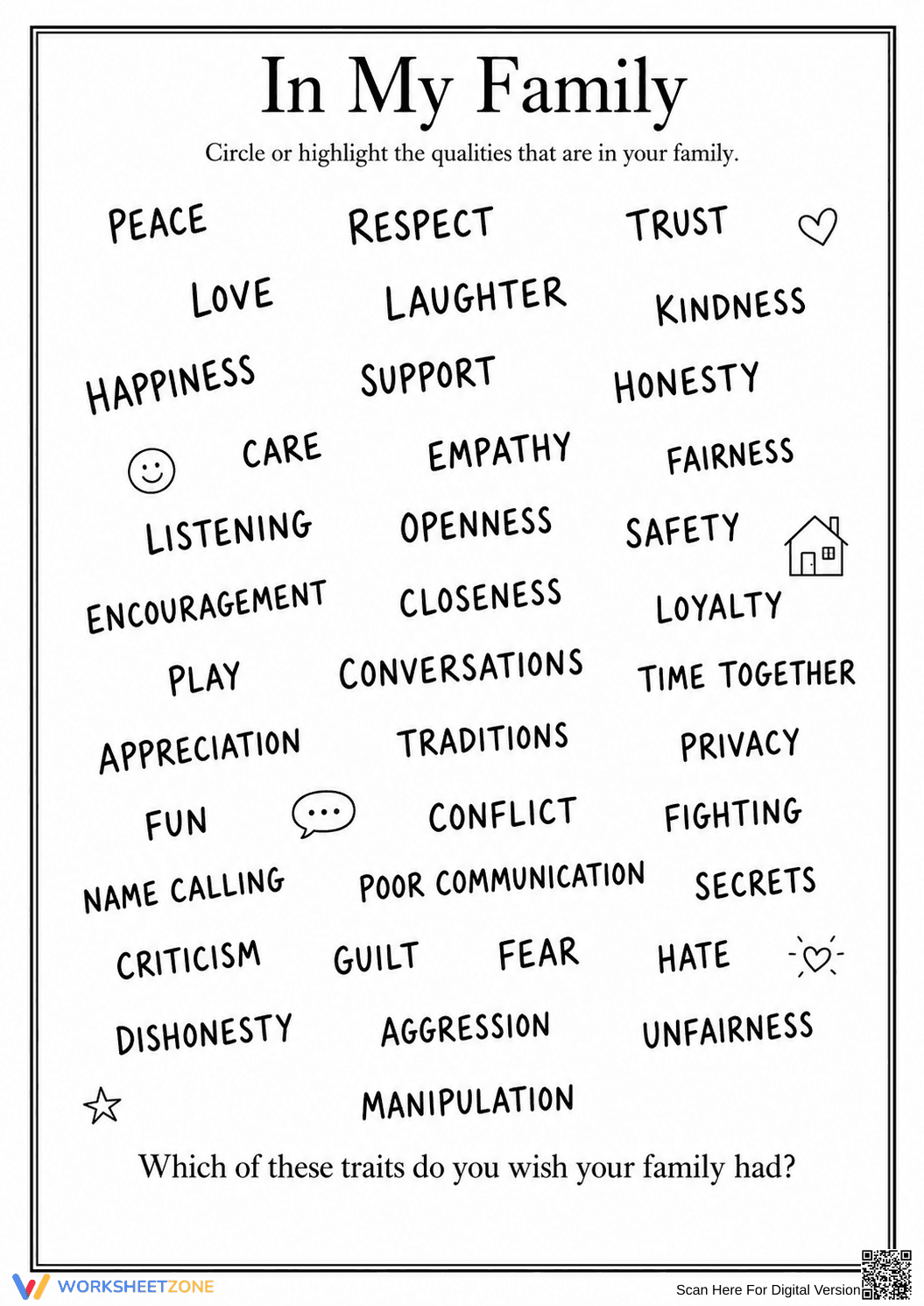 In My Family Worksheet | Essential Grade 1-3 Social Skills - Page 1