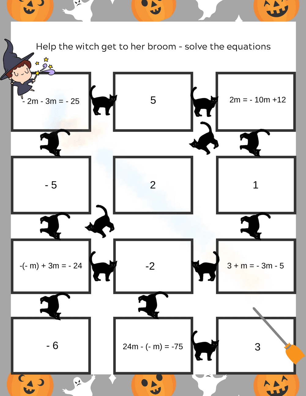 Halloween Linear Equations Maze | Grade 6 Essential - Page 1