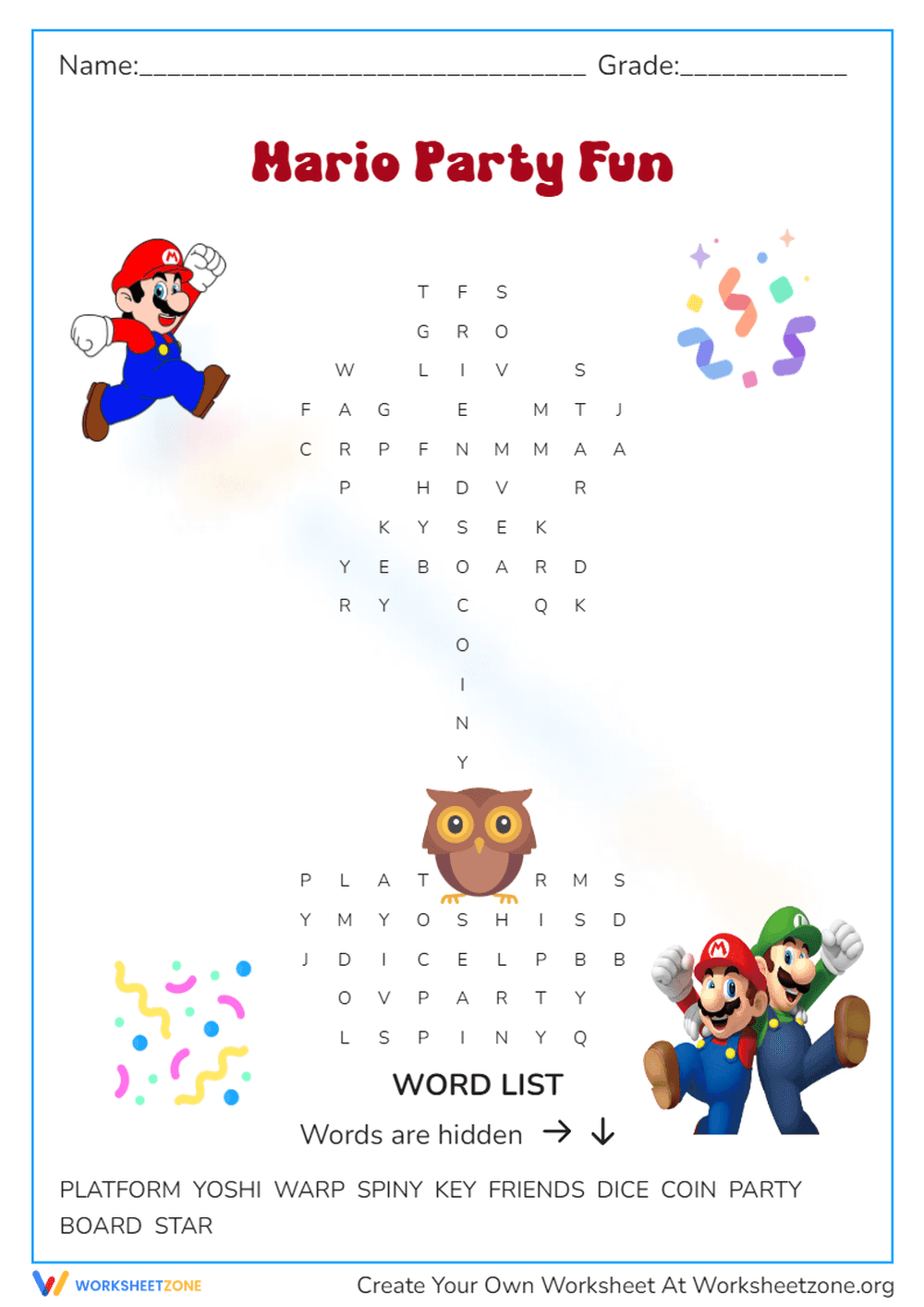 Mario Word Search | Printable Grade 3 Vocabulary - Page 1