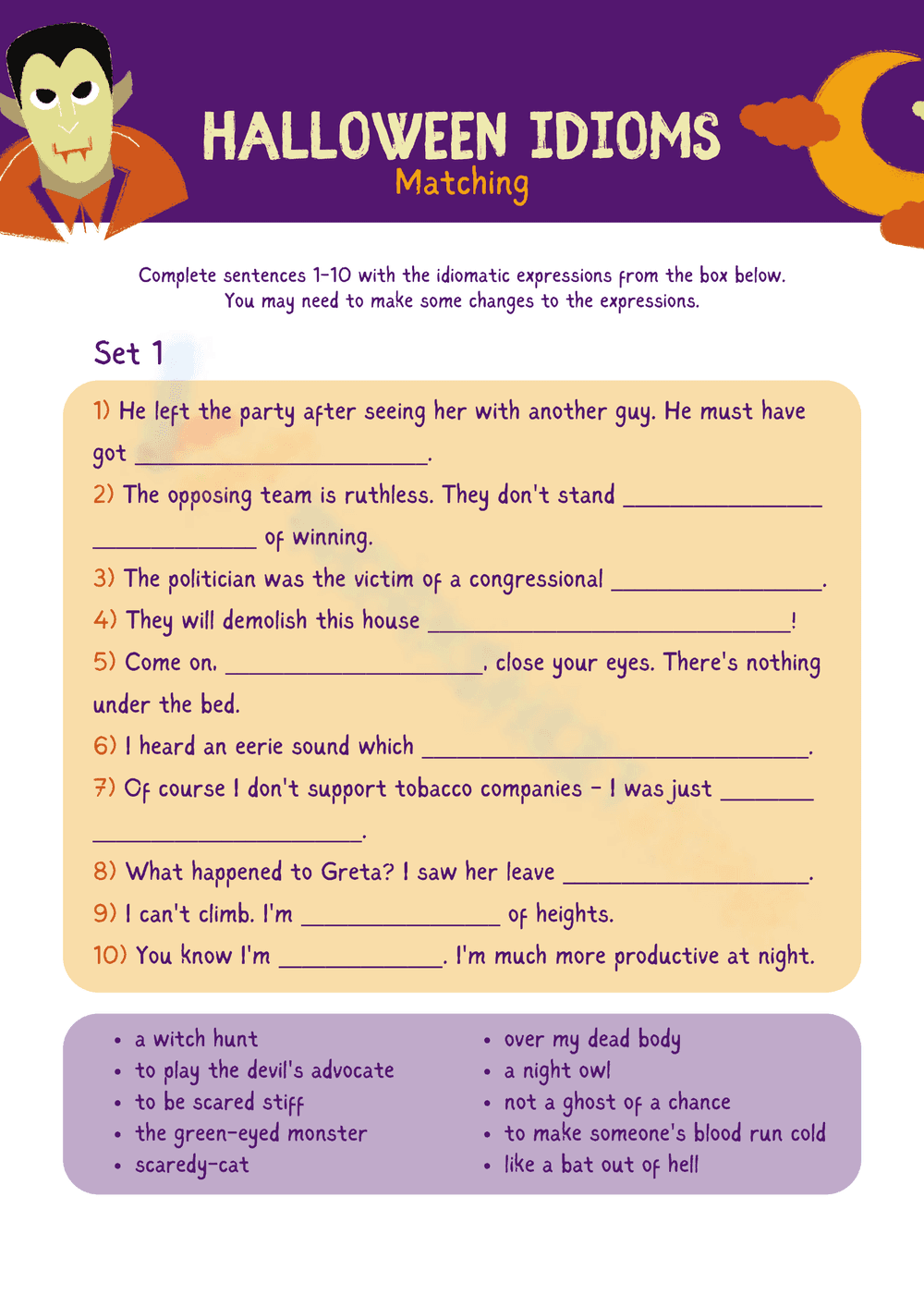 Match Halloween Idioms Now - Page 1