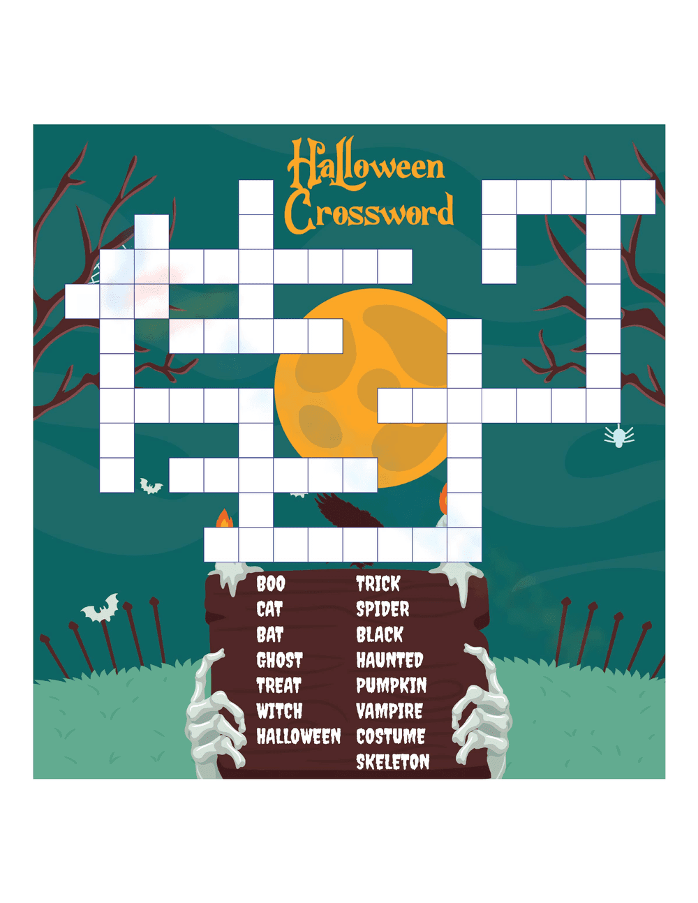 Halloween Crossword for Kids - Page 1