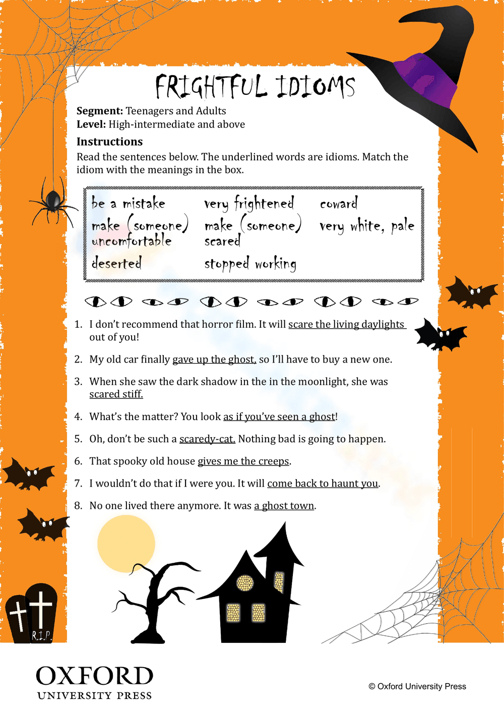 Frightful Idioms Worksheet - Page 1